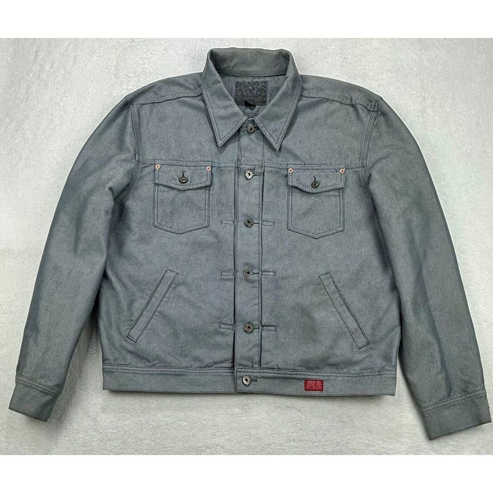 Guess USA Denim Jean Trucker Jacket Blue/Gray Men XXL‎ 1990's Classic Grunge